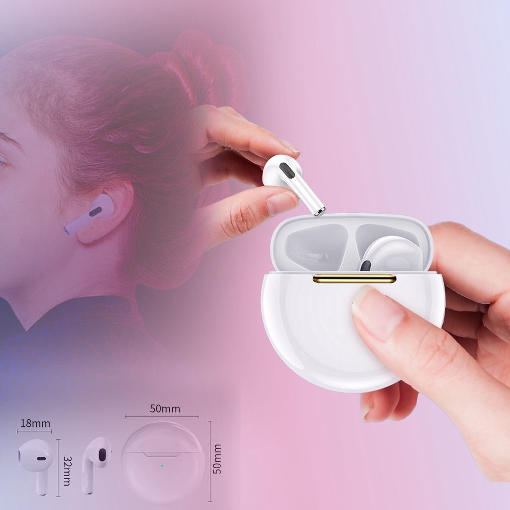 Roxyroxy Earphone TWS Bluetooth Pro 6 Headset Wireless Bluetooth 5 Nirkabel