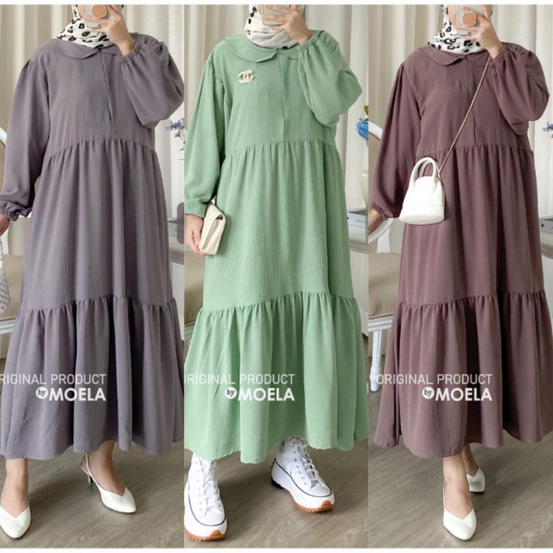 Azeva Midi dress bahan premium crinkle airflow
