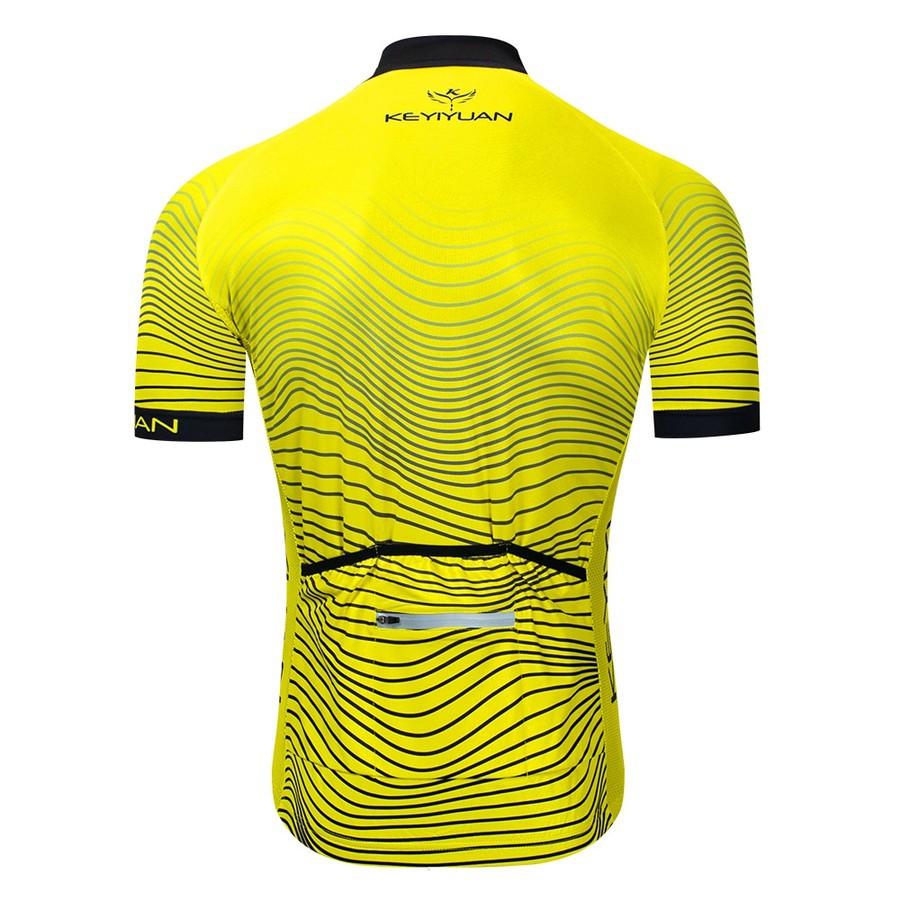 Jersey Sepeda Roadbike Pria KEYIYUAN #2 kantong belakang zip resleting