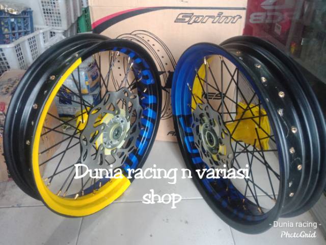 Sepaket Velg Supermoto KLX 150 - DTracker 150 Custome tulisan Supermoto sepaket