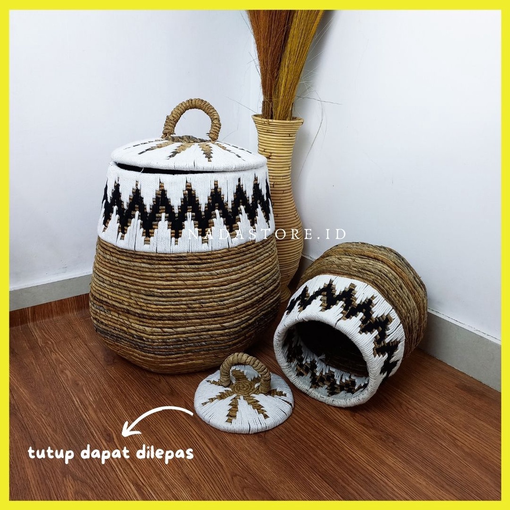 NADASTORE - LARGE WOVEN BASKET / LIDDED BASKET / KERANJANG BIG SIZE TUTUP / GUCI DISPLAY