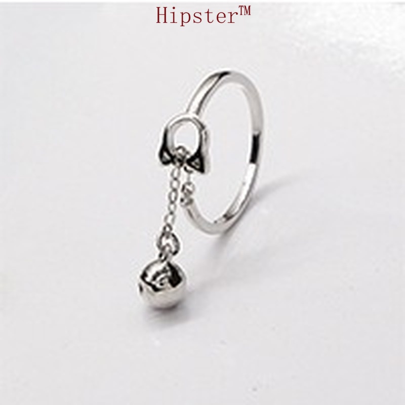 Simple Artistic Cute Kitty Bell Hollow Tassel Ring