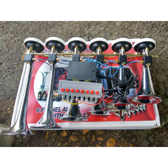 Klakson Mobil - Klakson Telolet Angin 6 Corong 8 Tombol Nada 24Volt Marc