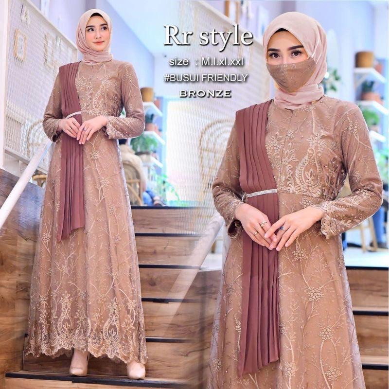 Diskon35% gamis selendang modern by RASAQI KEBAYA/gamis pesta/gamis wanita terbaru/gamis wisuda/