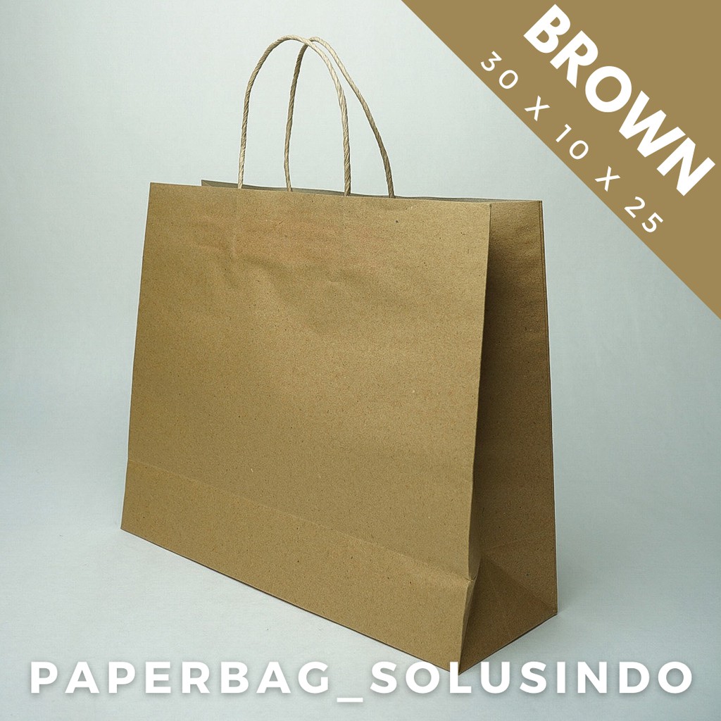 

[Min pemesanan 5] Paperbag / Kantong Kertas Warna 30x10x25 cm Original Brown / Paperbag Coklat(B)