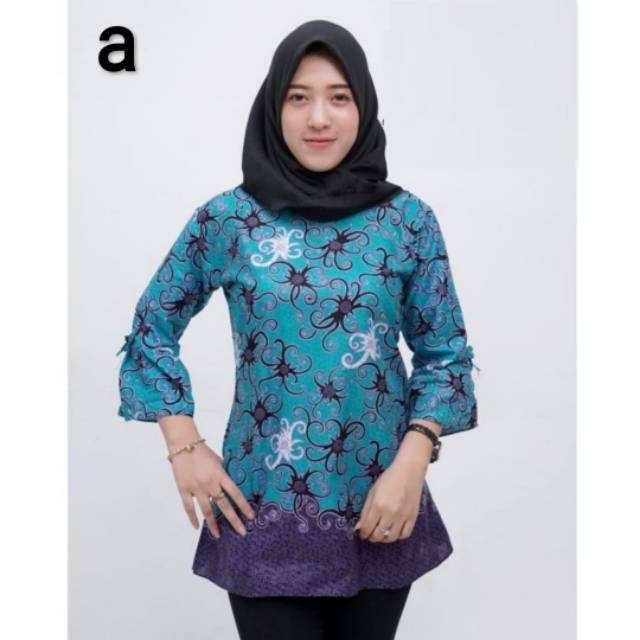  Batik  Aksen Atasan Kerja  Casual Batik  Modern Wanita  Peplum  