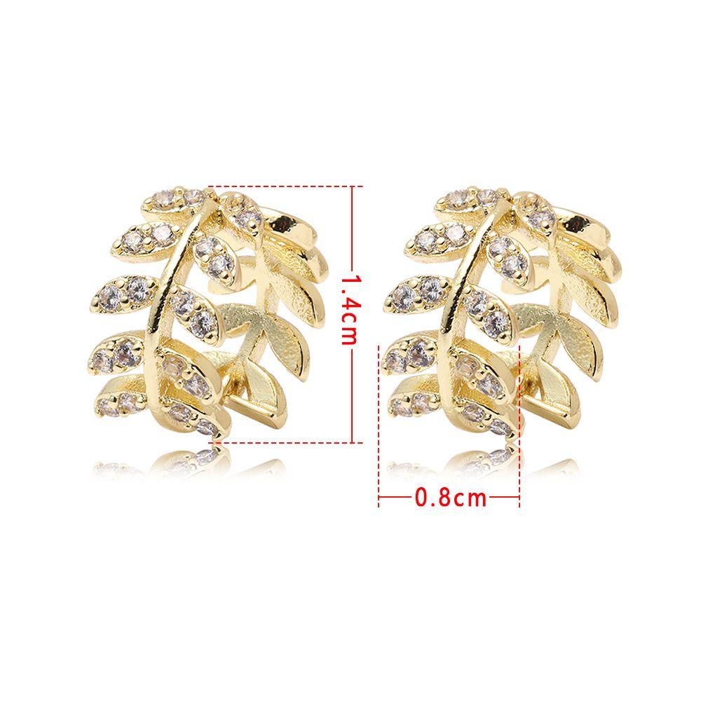 R-bunga Kristal Zirkon Anting Unisex Hadiah Perhiasan Aksesoris Retro Daun