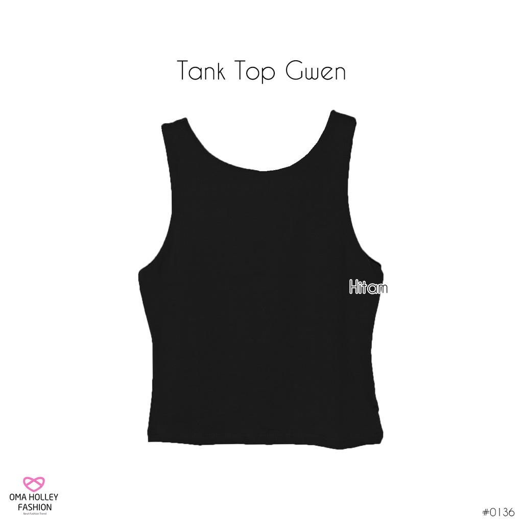 (COD) OH Fashion Tank top Gwen Wanita jewelneck elvz #0136-03-Hitam