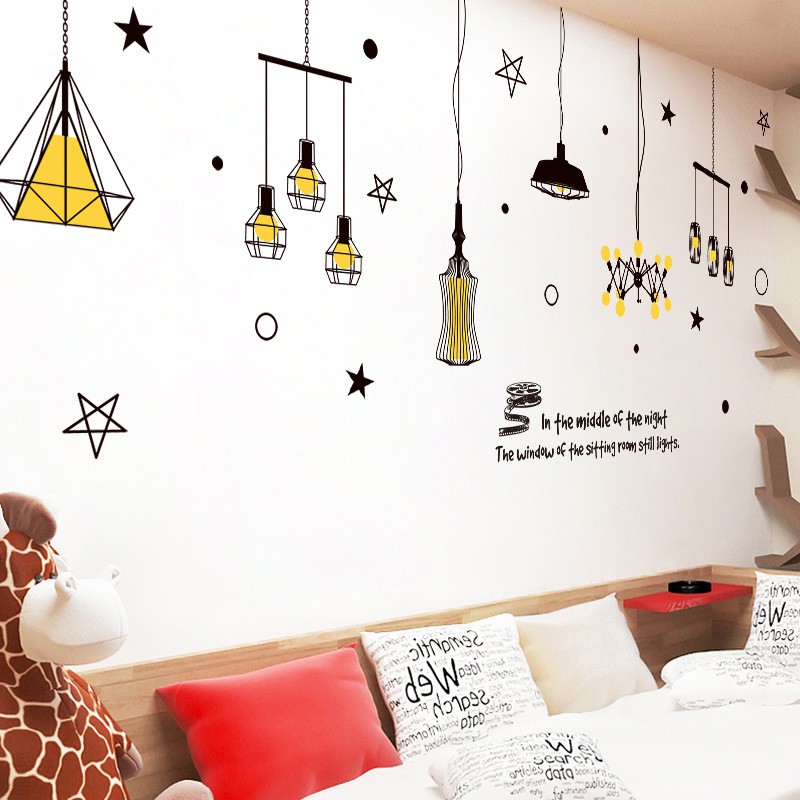 RELIZA WALL STICKER 60X90 LAMP LAMPU GANTUNG HITAM CRISTAL STIKER DINDING XL8268