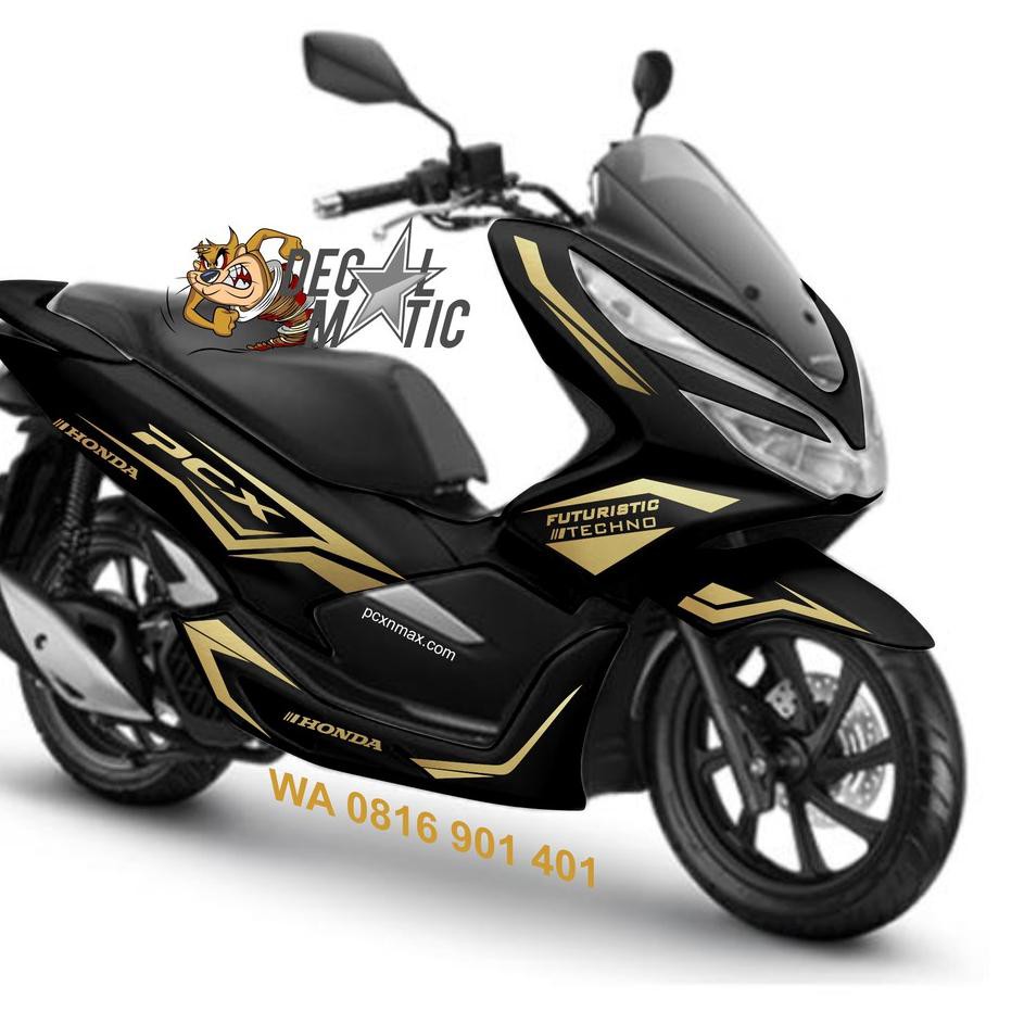 Harga Murah Cutting Sticker Striping Honda Pcx Hitam Gold