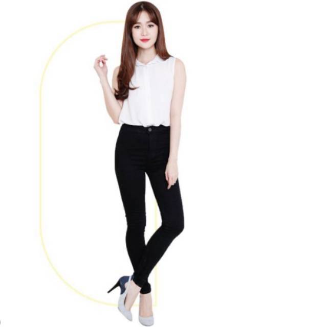 CELANA WANITA JEANS PUNNY HIGHWAIST LONGPANT ORIGINAL POLOS / CELANA JEANS REMAJA / CELANA REMAJA / 