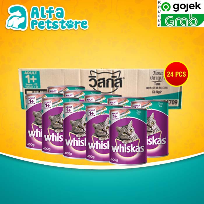 GOSEN Makanan Kucing Whiskas Kaleng Wetfod Grosir Dus Isi 24 PCS 400GR