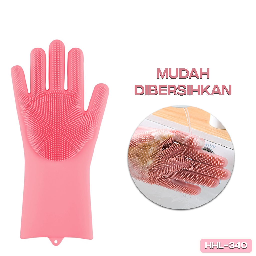 SARUNG TANGAN SILIKON . Silicone Gloves House Hold Glove Sarung Tangan Cuci Piring Tebel Tahan Panas