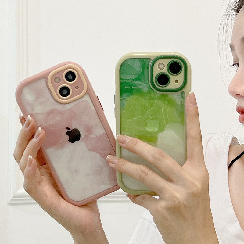 Cream series Camera Protect Soft Case for Iphone  Xr Xs Max Ip Apple IPhone 11 12 13 14 Pro Max Women's Friends Gifts Pink Green Gradient clouds starry sky CASING