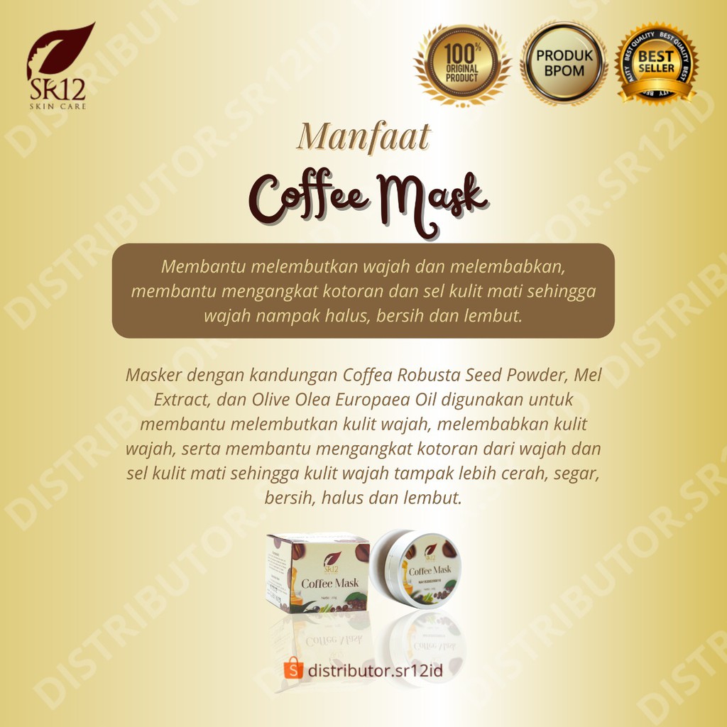 Coffee Mask SR12 Masker Peeling Kopi Ampuh atasi Flek Hitam Noda Bekas Jerawat dan Komedo 20gr