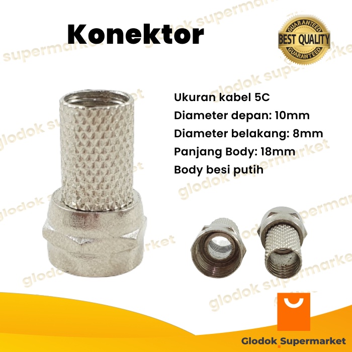 Konektor F Drat Jack Connector Jek TV Besi Taiwan