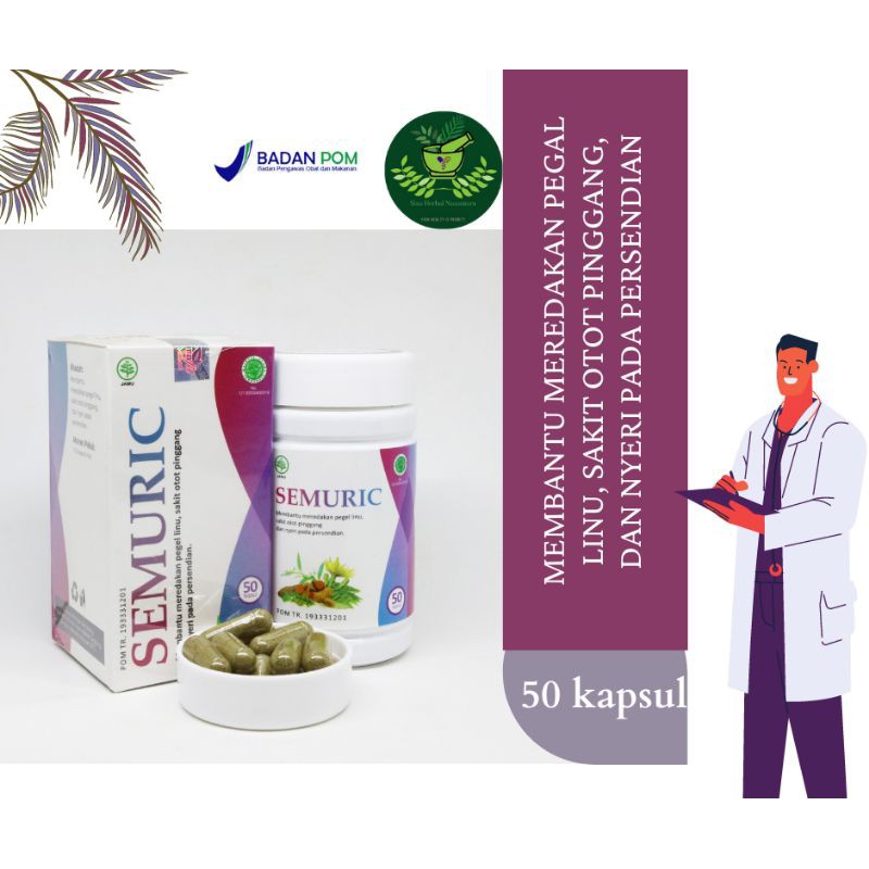 Semuric Naturafit PREMIUM | Nyeri Sendi ~ Asam Urat &amp; Rematik (pegal, linu, kemeng, kaku) Isi 50 Cap