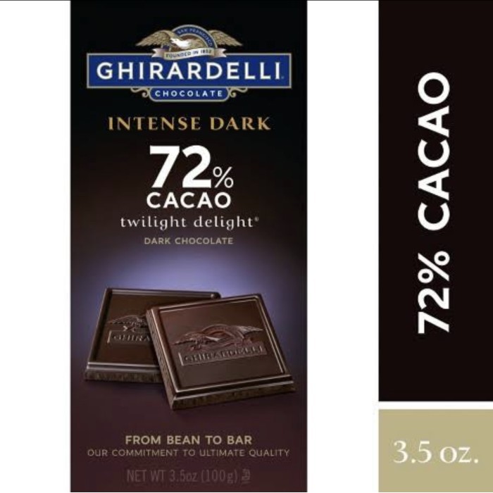 

Ghirardelli Intense Dark 72% Cacao Bar Chocolate 100g Coklat Premium