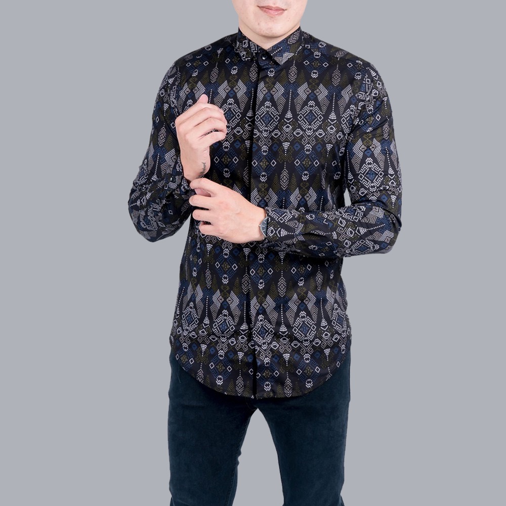 Kemeja Batik Songket Pria Lengan Panjang Batik songket pria casual