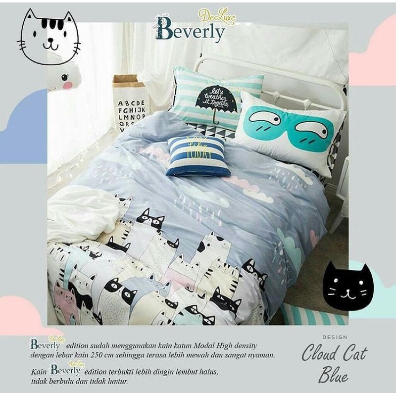 Sprei katun lokal motif kucing