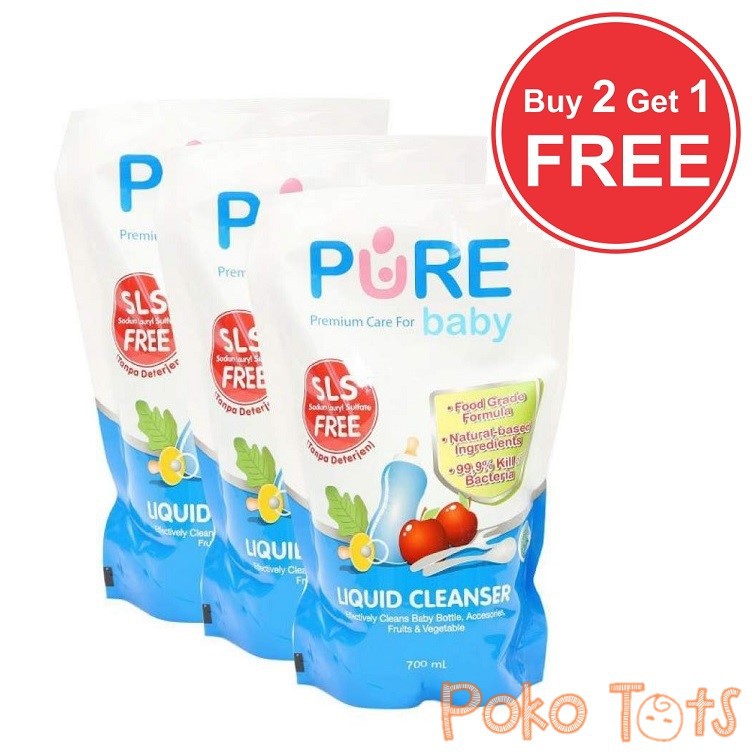 2 BONUS 1 Pure Liquid Cleanser 700ml Pencuci Botol Bayi PAKET isi 3 WHS