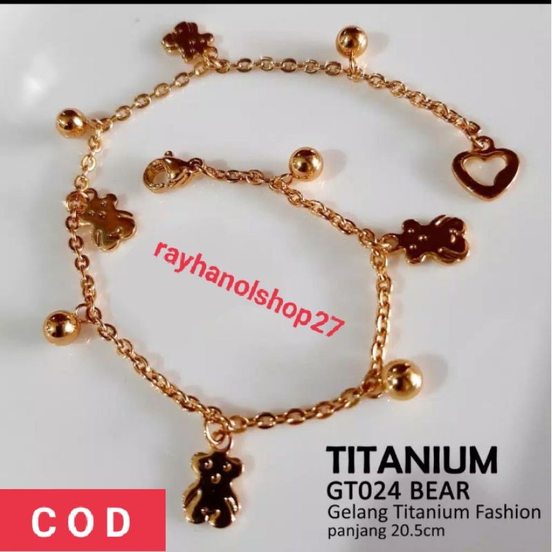 Gelang tangan wanita TITANIUM ASLI warna Gold dan Silver Termurah banyak pilihan model dan ukuran