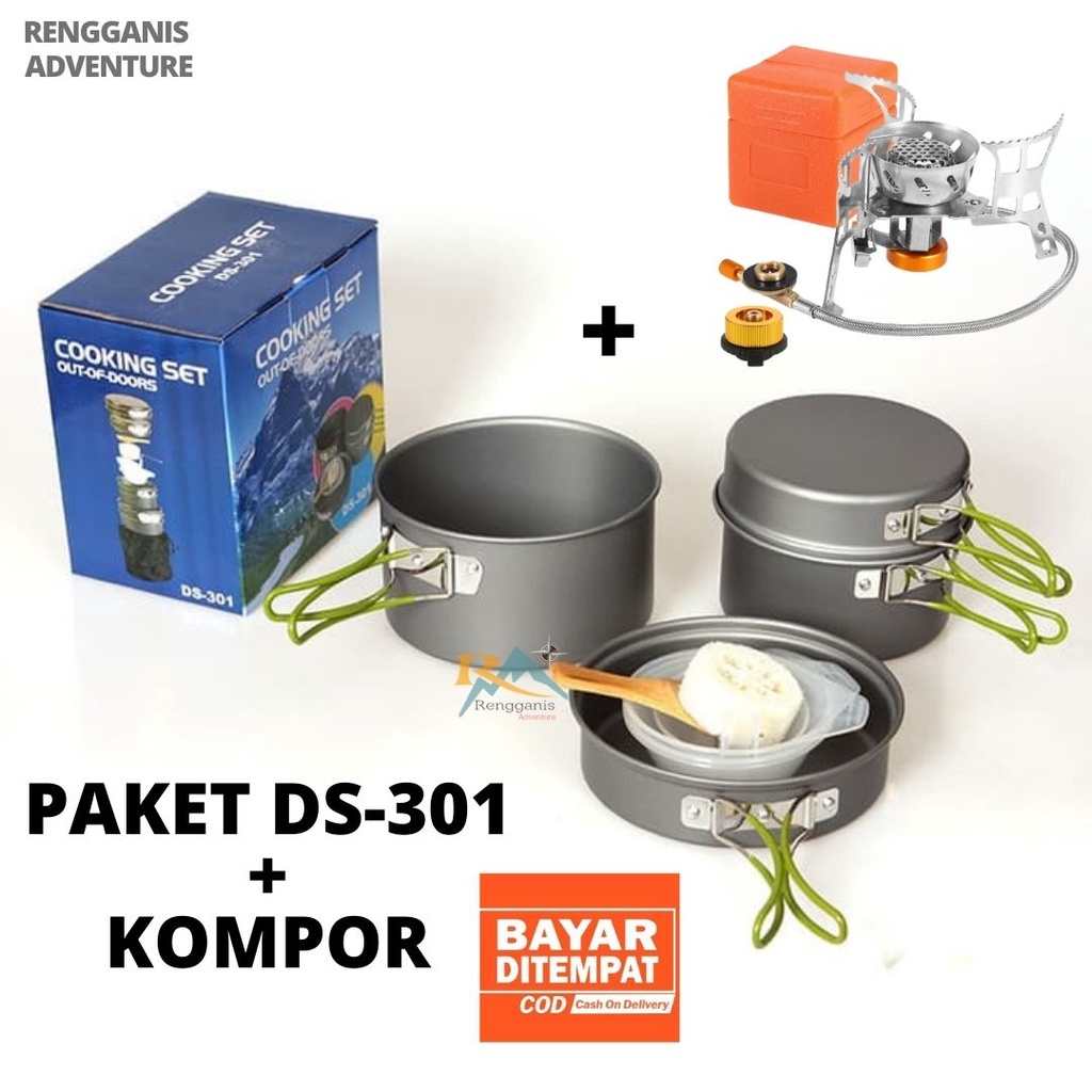 Cooking Set DS 301 COOKING SET SY 301 Komport Portable Panci Penggorengan Kemah Camping