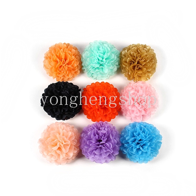 Handmade Bola Pompom Bunga Bahan Kertas Tisu Buatan Tangan Untuk Dekorasi Pesta Ulang Tahun