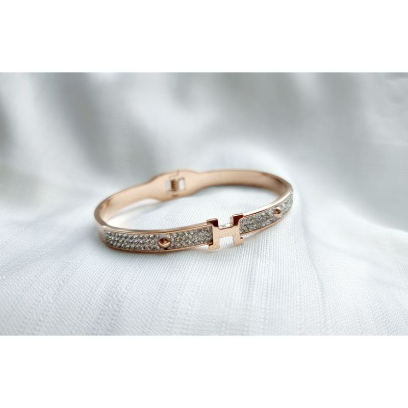 Gelang Motif H Titanium, Fashion Wanita Import