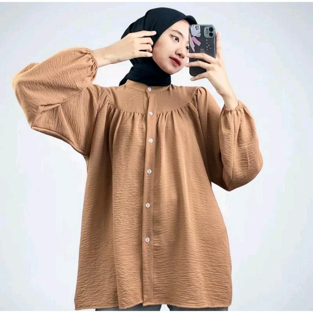 Blouse wanita crinkle airflow terbaru // Atasan wanita kekikian model simpel elegan // Atasan wanita termurah