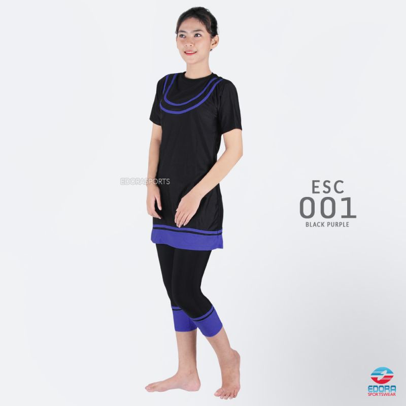 BAJU RENANG WANITA EDORA SEMI COVER ESC 001 GREY DAN PURPLE