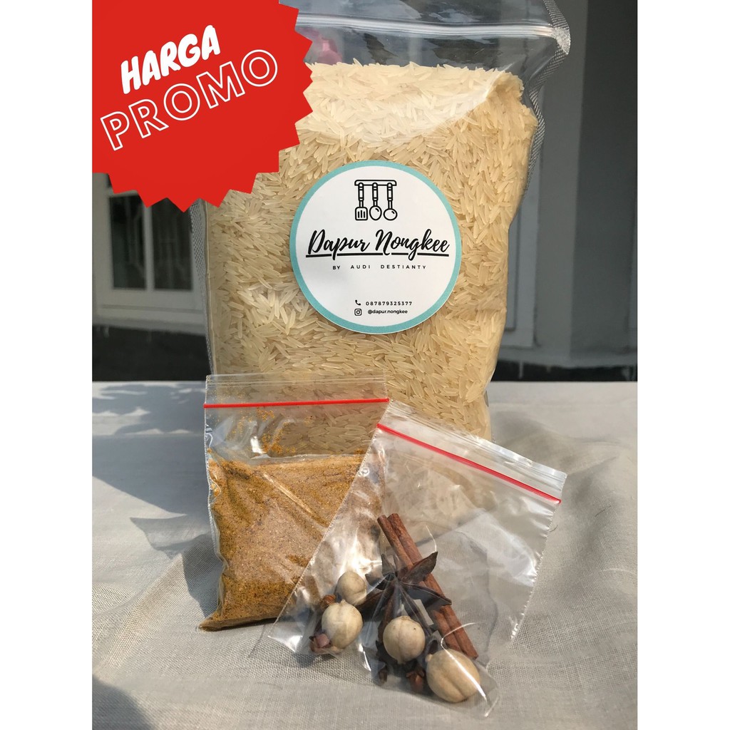 

ADY78 Nasi Kebuli Nasi Kebuli DAPUR NONGKEE Beras Basmati 1kg Paket Beras Basmati bumbu Nasi Kebuli