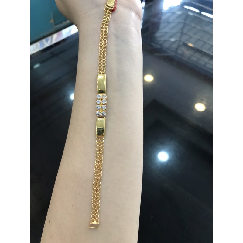 Gelang plat permata emas asli kadar 300