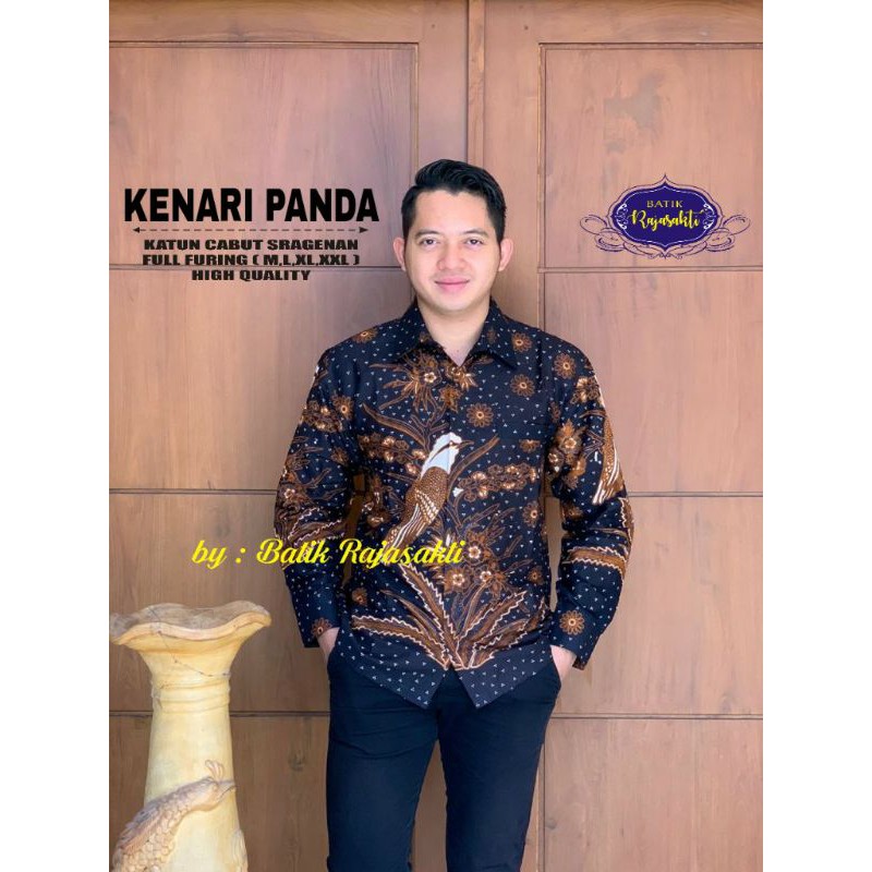 Kemeja Batik Lengan Panjang Pria Batik Pria Hitam Lengan Panjang KENARI PANDA