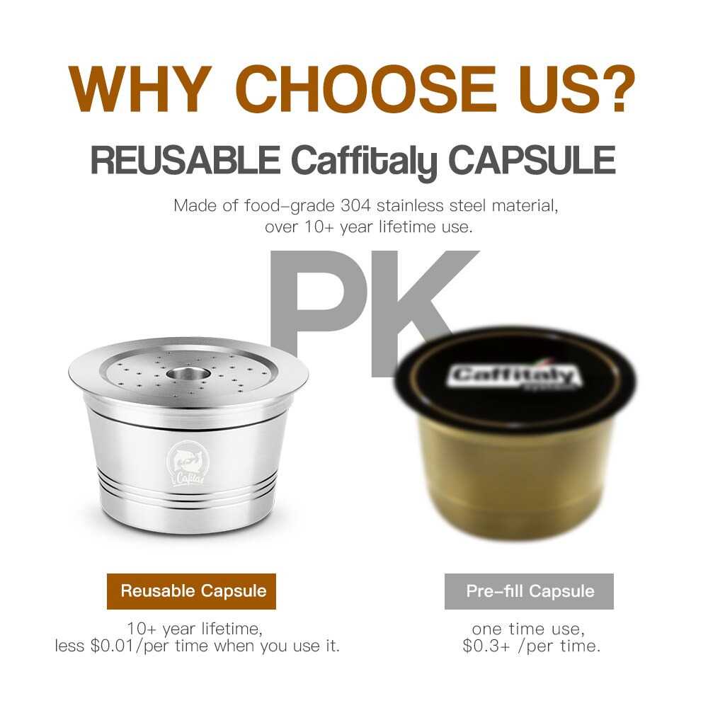 ICafilas Refillable Capsule Stainless 1PCS for Caffitaly Tchibo