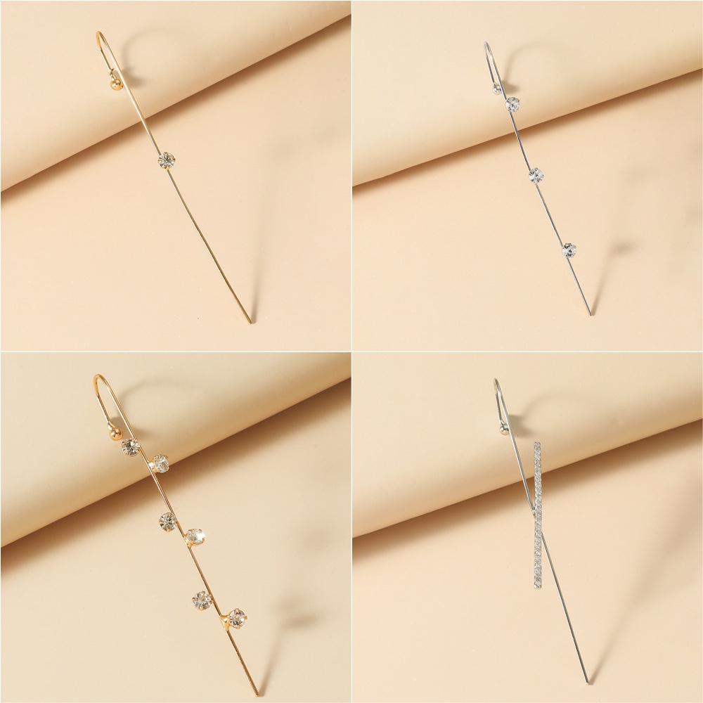 1pc Anting Tindik Zirkon -  Anting Tusuk Wanita Panjang Hias Mutiara Kristal Gaya Korea