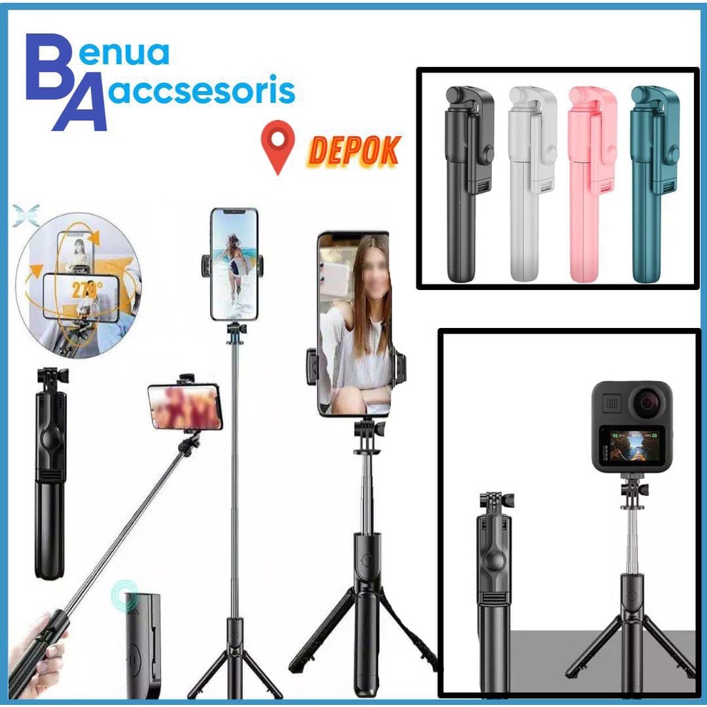 (ba) TRIPOD TONGSIS 3 in 1 R1 / TONGSIS WIRELESS / TRIPOD BLUETOOTH REMOTE CONTROL / SELFIE STICK TRIPOD 360°