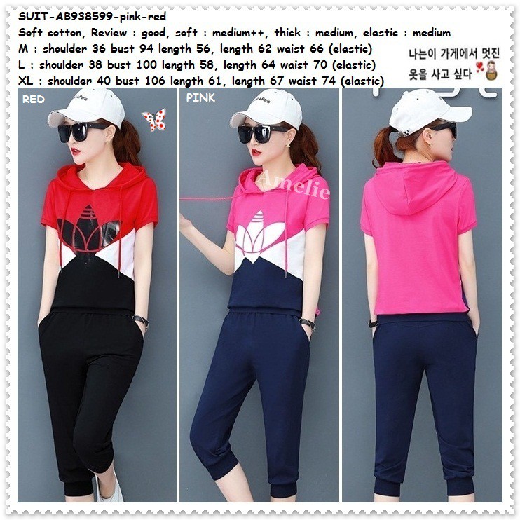 AB938599 Setelan Baju Olahraga Gym Celana Training Wanita Korea Import