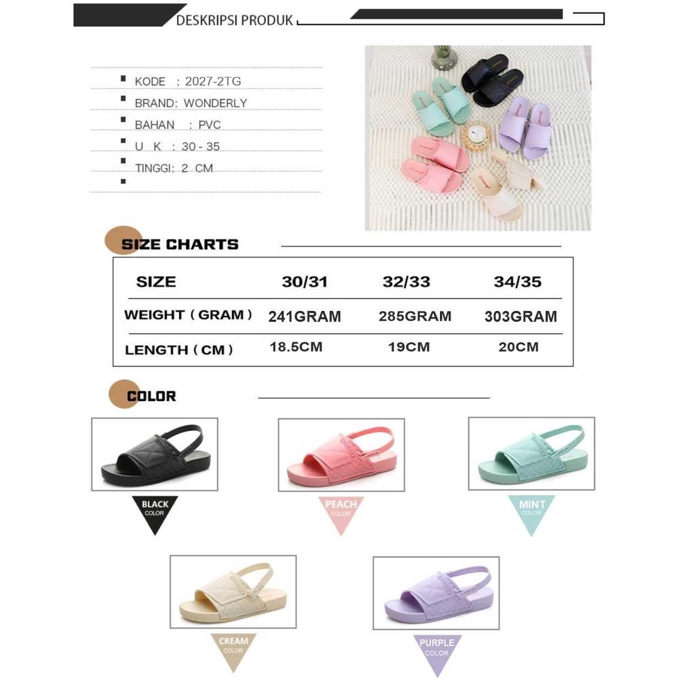 Sandal Anak Wanita 2 in 1 Jelly Sendal Anak Wanita Wonderly 2027-2TG