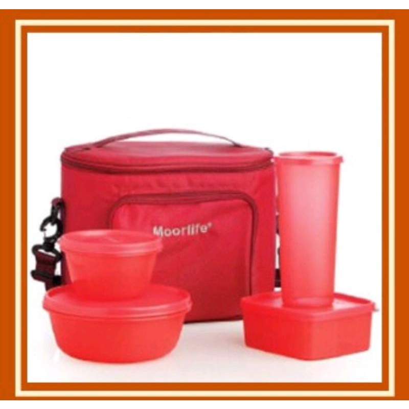 Lunch Box Set Moorlife New happy Meal + Tas/Tas Bekal Set Komplit/Promo khusus warna merah