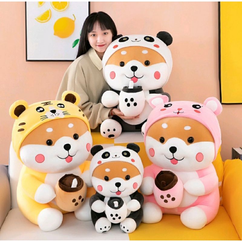 Super Jumbo GEMBUL SIZE  Boneka Anjing Dog Shiba Inu Costum Panda Macan Kelinci