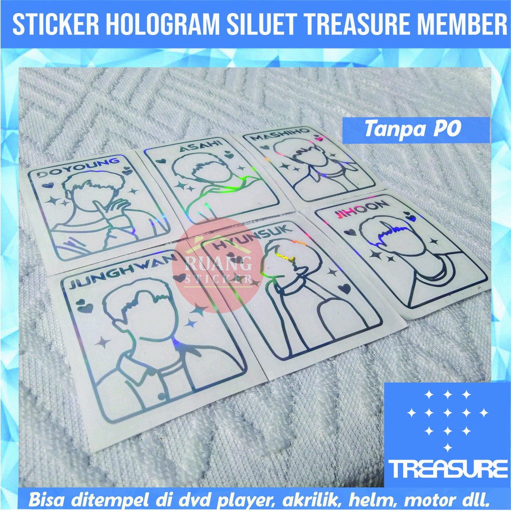 STIKER TREASURE STICKER HOLOGRAM PELANGI MEMBER SILUET OUTLINE SEHARI JADI CUSTOM