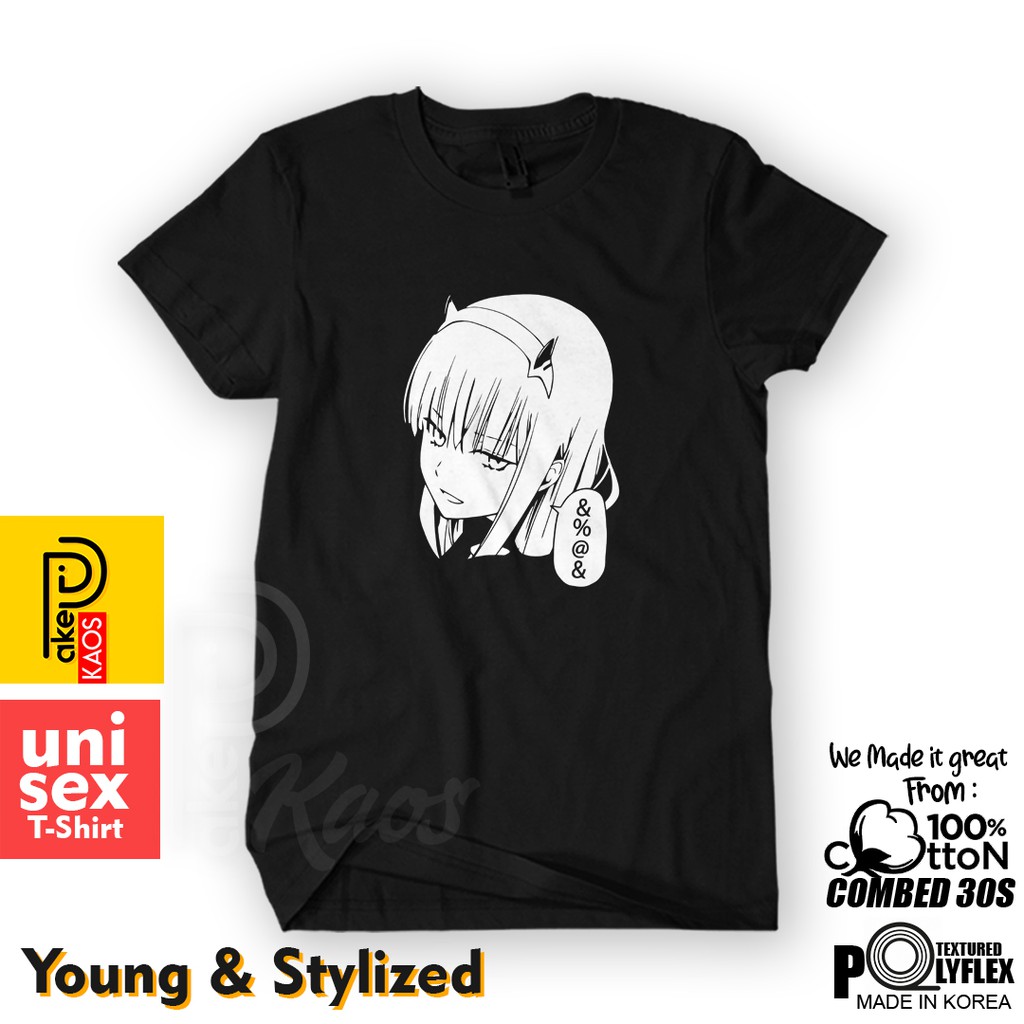 BISA COD Kaos Distro ZERO TWO EMOJI WAIFU Cotton Combed Unisex Terlaris / Baju Kartun Anime