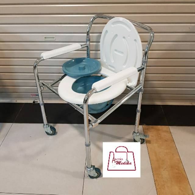  KURSI  DUDUK BAB  KURSI  TOILET BAB  COMMODE CHAIR DENGAN RODA 