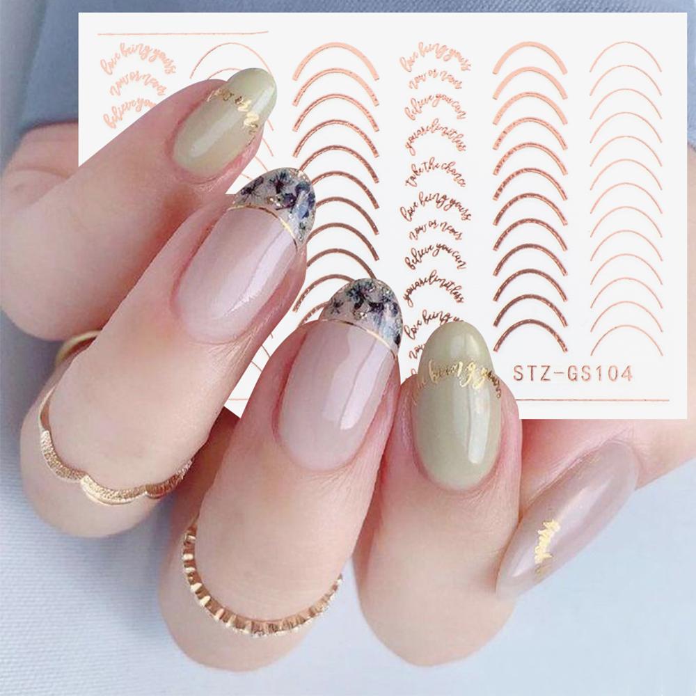 Top Nail Sticker Dekorasi Kuku DIY Desain Garis Curve Metal