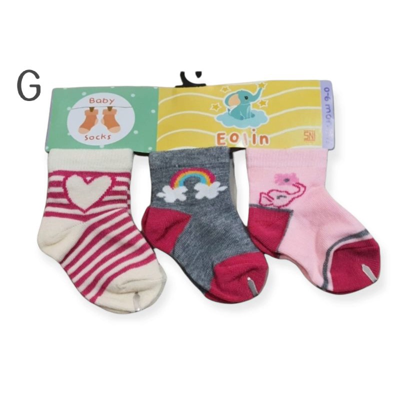 Eolin baby socks 3in1 / kaos kaki bayi 3pc