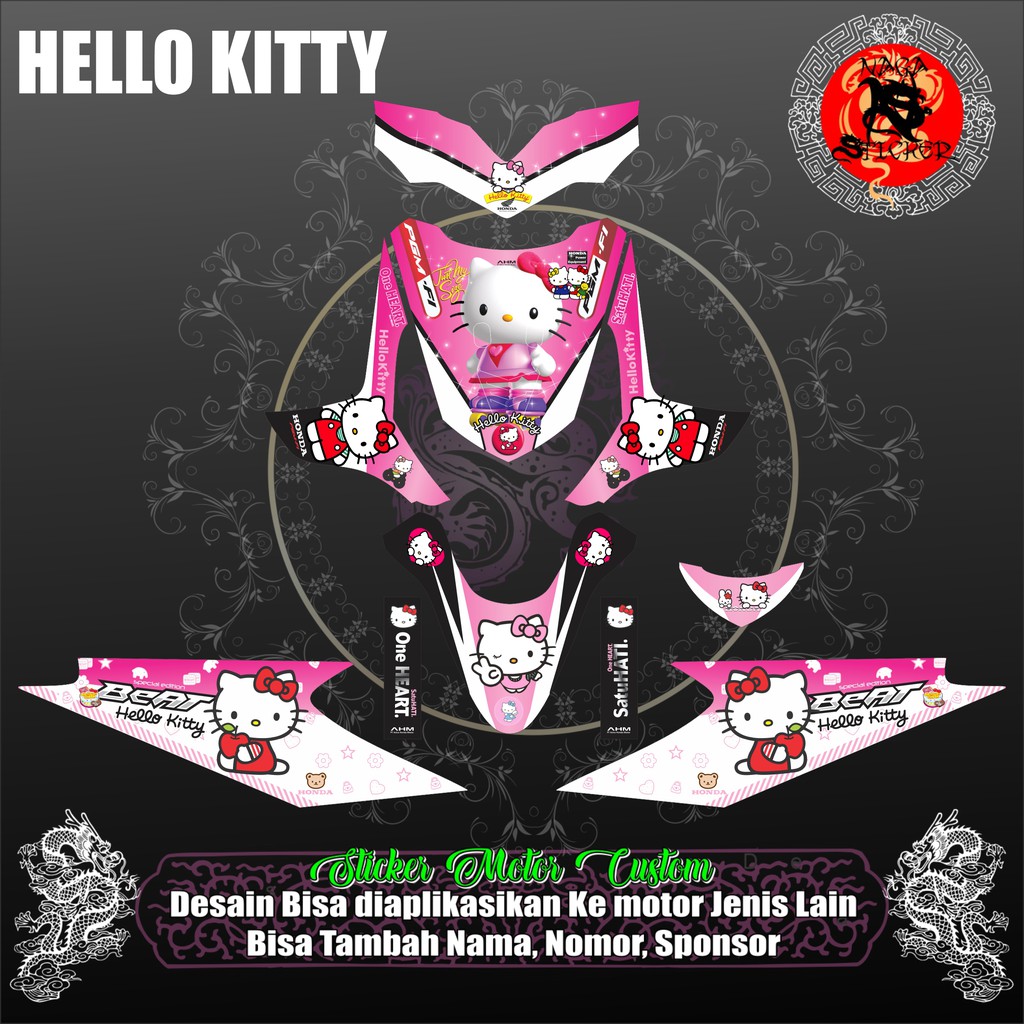 DECAL STICKER HONDA BEAT KARBU HELLO KITTY PINK