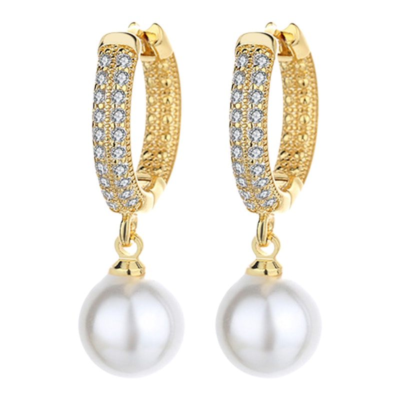 Women Fashion Jewelry Pearl Gold Stud Earings Ladies Simple Channels Earrings Jewellery Elegant Earing