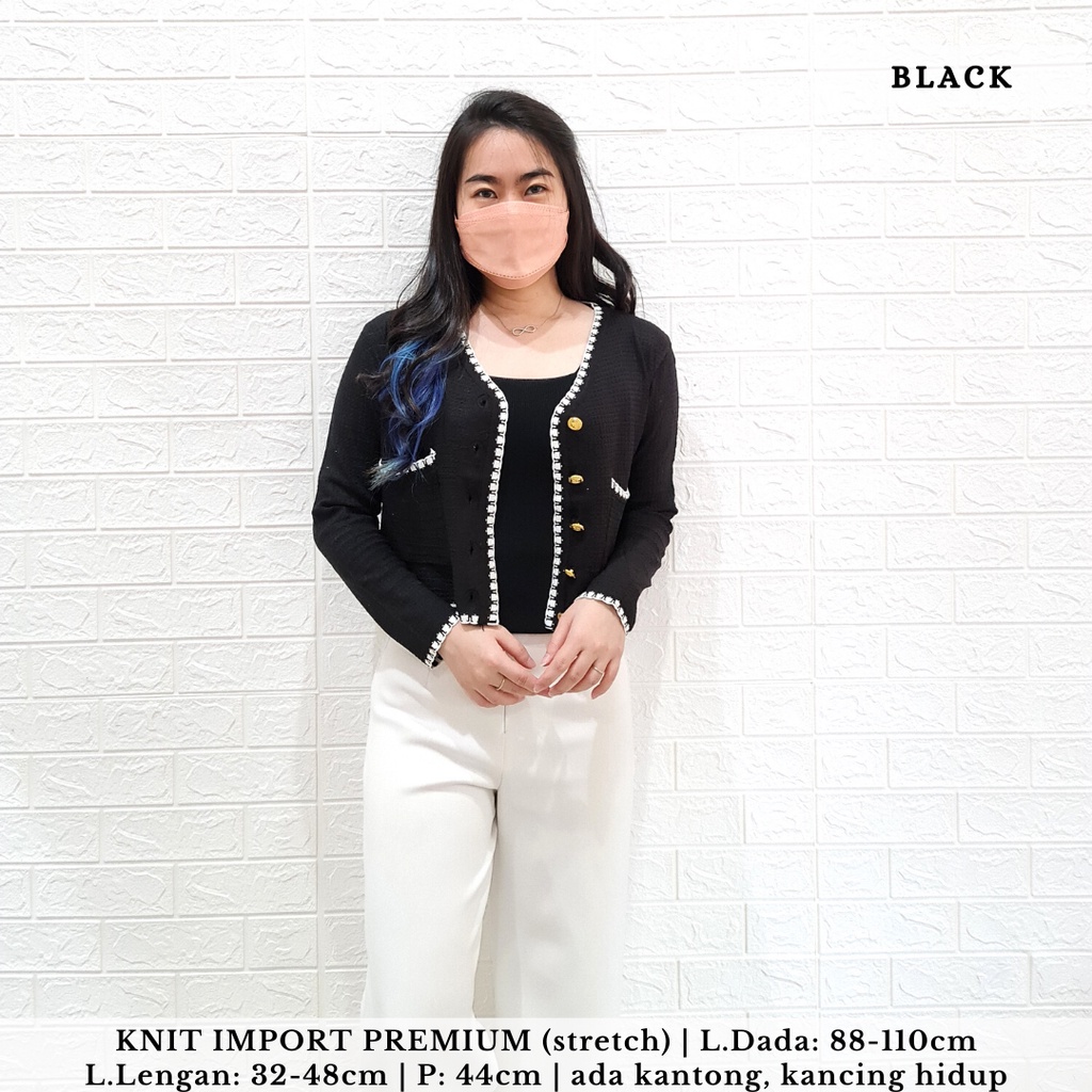 3702 natasya knit monochrome top blouse import cardi