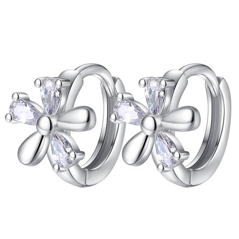 Novel Design Flower Shaped Earrings Hoops Women High Quality Silver Color Cute Girl Accessories Fancy Gift Trendy Jewelry